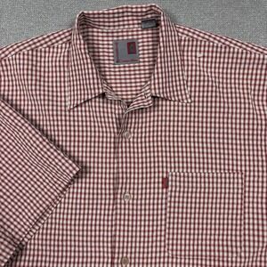 Pineapple Connection Short Sleeve Button Up Shirt Mens L Red Plaid‎